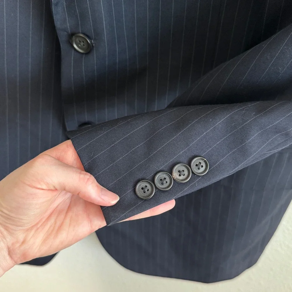 Brooks Brothers‎ Golden Fleece Navy Pinstripe Wool Suit Jacket Blazer 44 Long